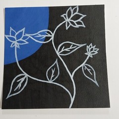 8×8 Inch Acrylic Painting On Watercolor Paper Floral Title Blue Moon Flowers A1