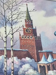 (3) RARE Kremlin/St. Basil’s Cathedral RUSSIA Watercolor ORIGINAL SIGNED Framed