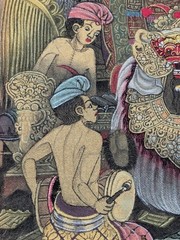 JWYN GENUH JUTUH UBUD PAINTING SIGNED ON LINEN Cloth 11″ X 9″ No Frame.