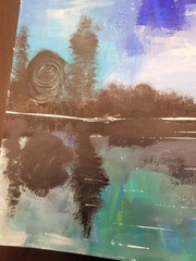 Elvi Original Landscape 11×9 painting On Heavy Paper Acrylic Painting Lake