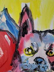 Aleph Hand Painted Dog 9×12 Animals Acrylic Art Living Room Decor Canvas