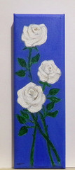 Original Roses Painting Set Red & White flowers 9×3 Modern Floral Wall Art Decor