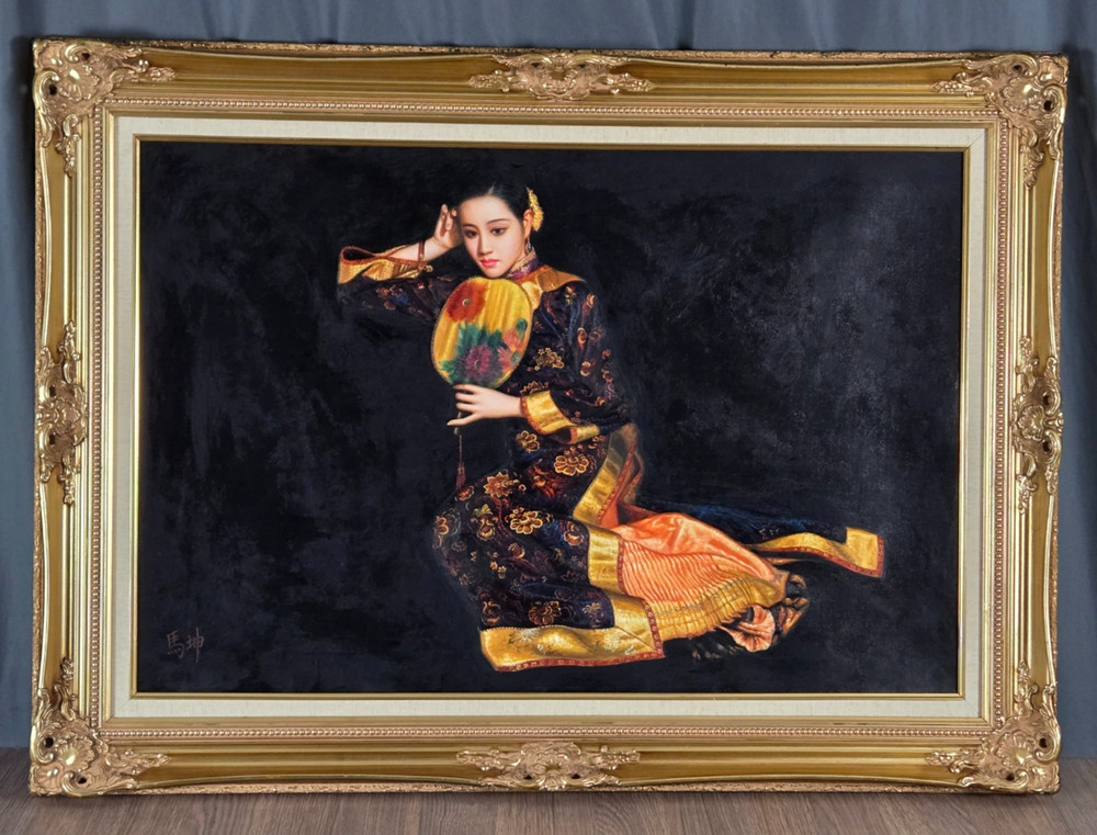 Chen YiFei Poppy reproduction oil painting canvas, 44″ x 32″ signed, framed