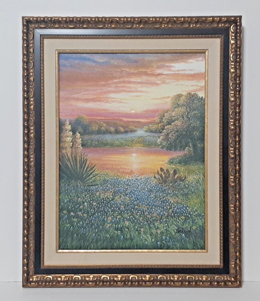 Bluebonnet Artist Bonnie Dickson Canvas Printl „Texas sunset- 18″ x 24″ 24″ x32“