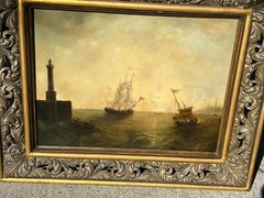 Andree Ruellan Woman Artist East Coast US Harbor Scene Oil Painting on Canvas