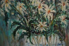 FRAMED SIGNED ORIGINAL OIL DAISIES DAISY FLOWERS A STILL LIFE ARTIST HECTO VIDAL