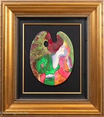 Beautiful Linda Le Kinff Oil Painting Female Portrait in Green w/ COA