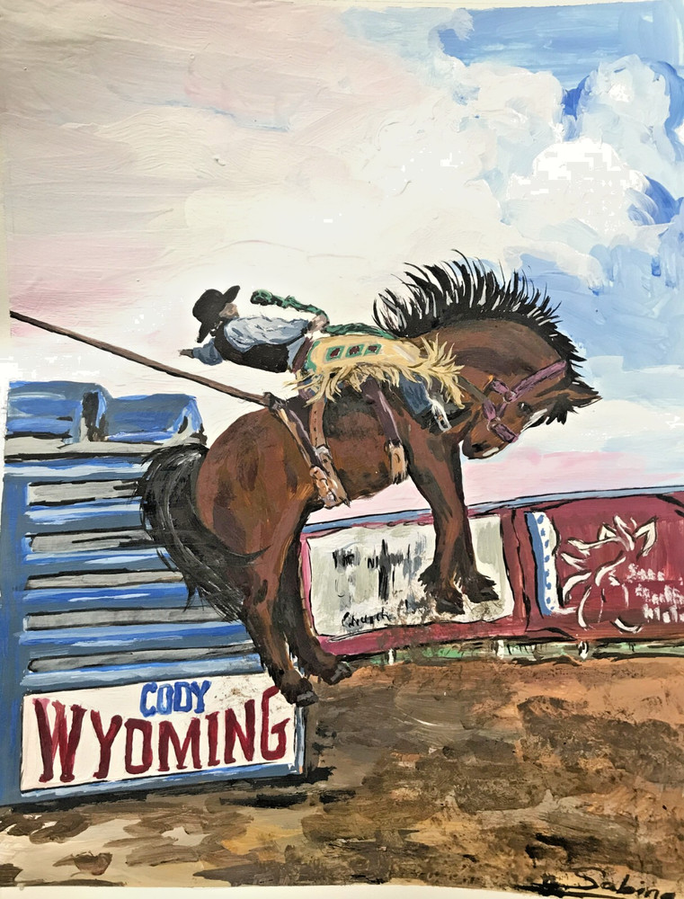 ORIGINAL 9″x11″ OOAK Rodeo Bucking Horse Cody or Custom Painting from YOUR Photo