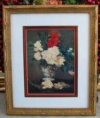 VTG FRAMED MATTED EDOUARD MANET ‚S „VASE OF PEONIES ON A SMALL PEDESTAL (1864)