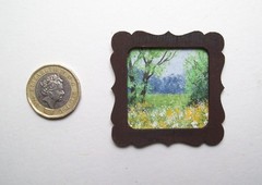 ORIGINAL HAND PAINTED SIGNED DOLLS HOUSE 1:24 SUMMER MEADOW LANDSCAPE PAINTING