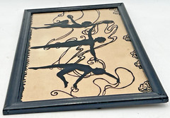 REVERSE PAINTED THREE DANCING GIRLS SILHOUETTE 14-3/4″ X 8-1/2″ UNSIGNED