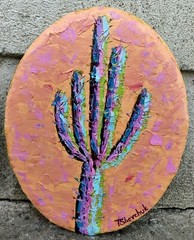 Original Oil Painting Cactus Hand Painted Impasto on Canvas Art Home Decor 9×7