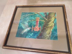 Vintage 1985 Watercolor Painting on Paper Bird Hummingbird, Framed and Signed