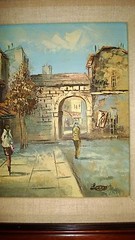 Oil Painting of „Lovely Citiscape“ Double Framed,Signed