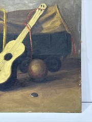 Antique Painting Military Toy Truck Still Life New York Mystery Artist 20 Inches