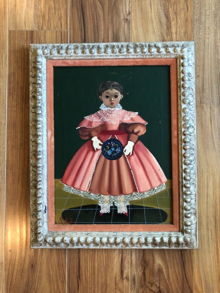 Painting Of Girl By Agapito Engel Cifuentes Mexican Early 20th Century