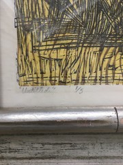 Vtg Mid Century Abstract Nude Woman Print Block Print Lithograph Signed Dated