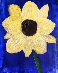 Yellow Flower Cobalt Backdrop Modern Expressionist Original Abstract Canvas