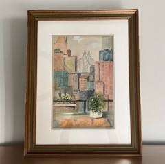 Frances Reynolds Watercolor Painting Art Framed Citi View