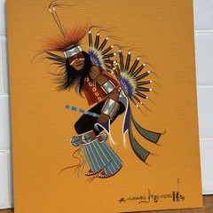 M. Chiago Signed 1983 Original Native American Painting “Feather Dancer”