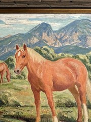Lla MCAFEE PAINTING SUMMER PASTURE TAOS NEW MEXICO HORSE LANDSCAPE FAMOUS