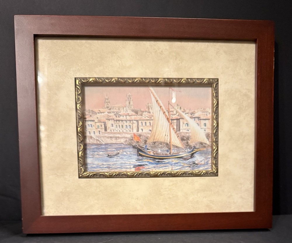 JEAN BRUN, Watercolor Print, Adele’s, France Colors of Provence, Matted & Framed