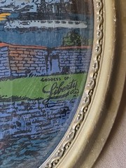 Statue of Liberty Antique USA Art Deco Glass Painting Gold Gesso Gilt Wood Frame