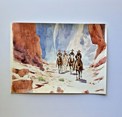 Western Riders Horseback Watercolor Painting, 9×11 inches, Original Art