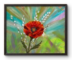 RED POPPIES WITH GOLD ACCENT 14×11 Original Modern Art Interior Design