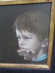 PAIR (2) CARLO WAHLBECK OIL PAINTINGS SURREAL SYMBOLIST BOY AND WOMAN PORTRAITS