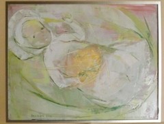 ‚Rock A Bye Sun‘, Miriam Sowers; original acrylic painting of baby, c. 1970s