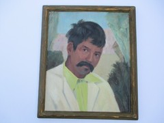 ANTIQUE OLD MEXICAN PORTRAIT PAINTING MEXICO SOUTH AMERICAN MYSTERY ART WPA ERA