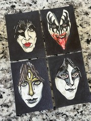 KISS CARD – ACEO Art Sketch 2.5 X 3.5 Rock Music Painting Drawing Paper Ink