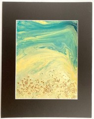 Ocean Breeze Original Art Liquid Oil Painting Mica 11x14in Matted Frame Ready