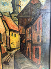Oil Painting Signed Epee Old Town Church Gasse Wohl South German Antique Road Ö