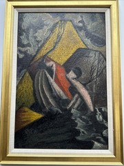 MID CENTURY PAINTING SURREALIST LANDSCAPE MODERNISM MEXICAN VOLCANO MEXICO LOCO