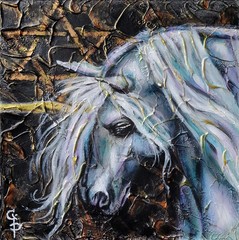 Hand-Painted Oil Painting White Horse Animal Portrait Canvas Wall Art MQ1781