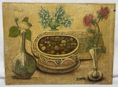 Vintage Original August Loehle (1877-1961) Still Life Oil Painting Signed Framed