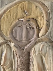 Angel on Wood Textured Plaster Painting ALEX LADNER Folk Art Mississippi