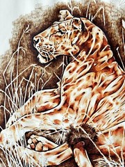 Original Painting of A Wild Large Cat Signed Bernie Dorfman 1988 29×23 Framed