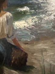 Original Oil Painting – Impressionism Beach on 12×16 inch panel-Ready to Hang