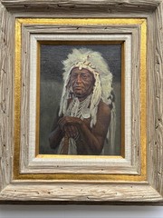 ROY GRINNELL PAINTING INDIAN NATIVE AMERICAN PORTRAIT LISTED FAMOUS VINTAGE OIL