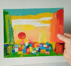 Abstract Impasto Painting Original Art Impression Oil Painting 7.9 x 9.9 in