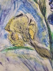 Vintage Original Signed Ron Edge Watercolor & Ink Painting 22×18 Framed Art Iris
