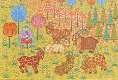 Marie-France Avenel “ Herd of Goats “ Oil Painting Autograph H 21 x W 17.7 in