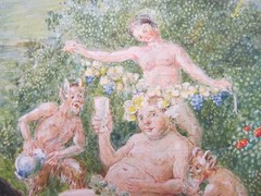 Merry Bacchante Festival Bachus oil/mixed media signed Otto Lohr 1947
