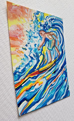 ACEO Original Abstract colorful popart SURFER miniature art card by CRC