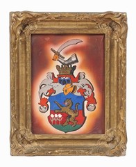 Vintage Painting on Paper Crest Heraldry Medieval Times Symbol Sword Emblem Logo