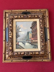 Vintage Italy Mid 20th Century Oil Painting By Antonio DeVity 18×16” Artwork