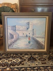 Vintage Oil Painting Pueblo Indian Native American Original Signed Framed 30×26″